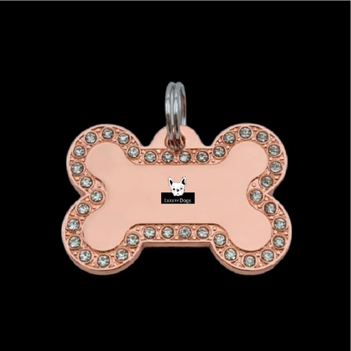 PLACA DE IDENTIFICACÍÓN COLOR  ORO ROSA PARA PERROS 